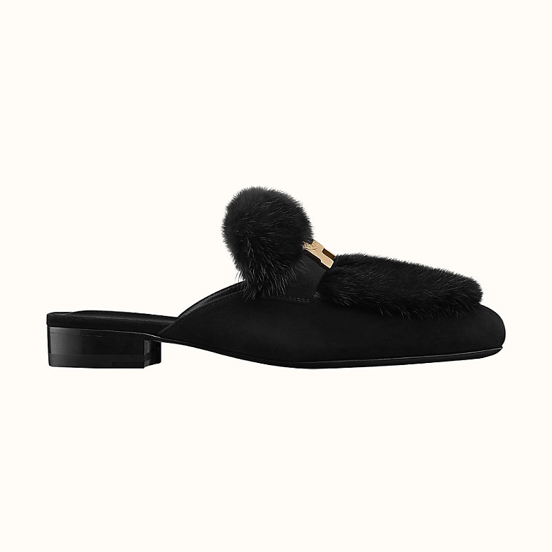 hermes fur mules