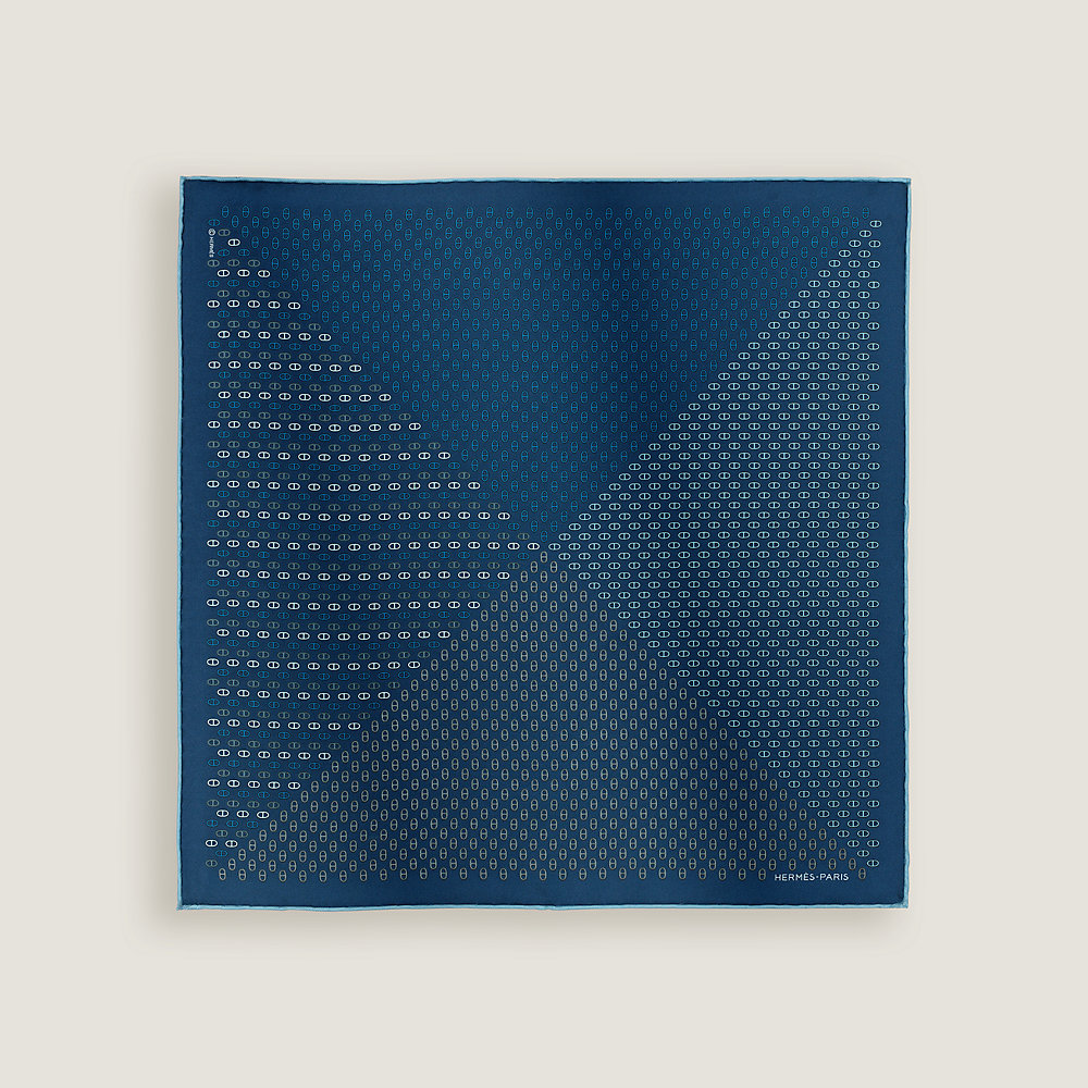 Trois Petits Maillons pocket square 45 - Blue | Hermès UK
