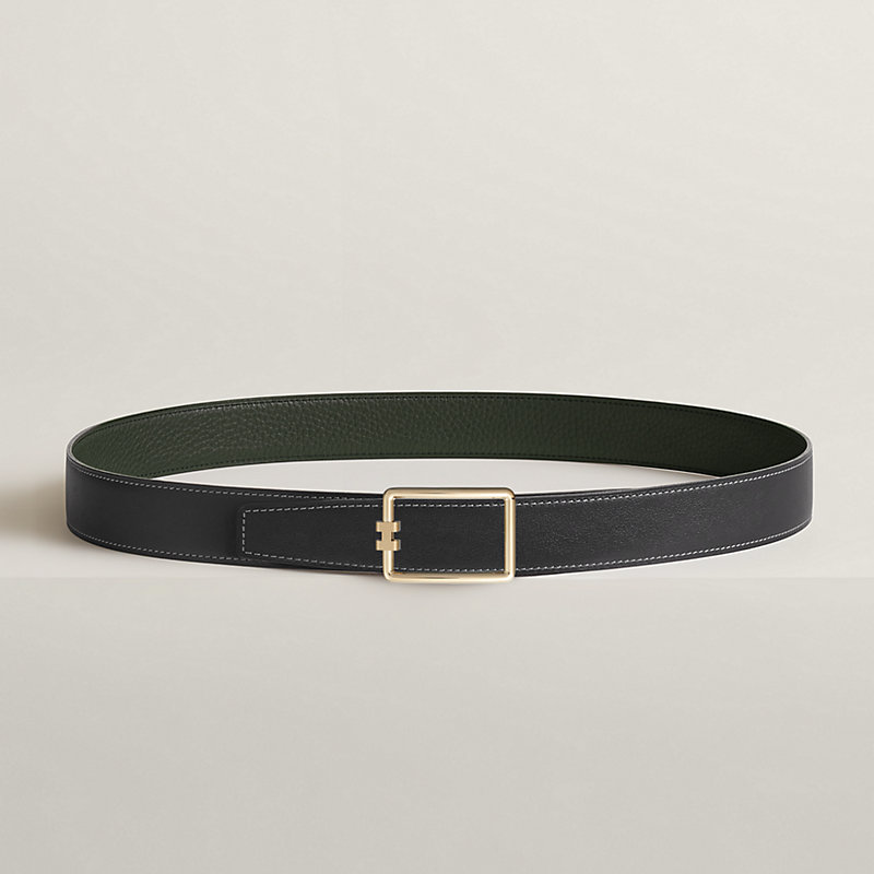 Tube H belt buckle & Reversible leather strap 32 mm