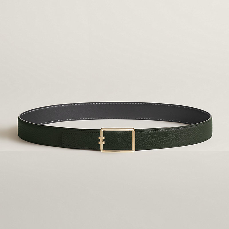 Tube H belt buckle & Reversible leather strap 32 mm