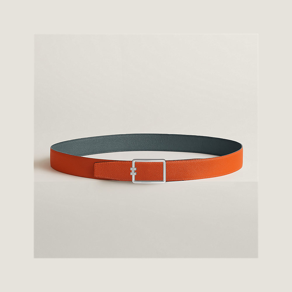 H TUBE BELT 38MM GOLD BUCKLE GREEN BLACK LEATHER