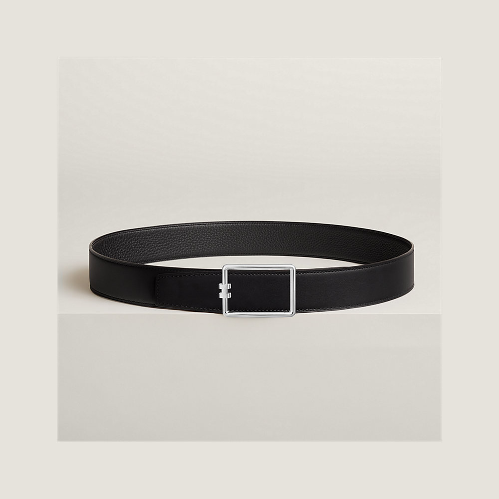 H leather belt Hermès Navy size 95 cm in Leather - 10290640