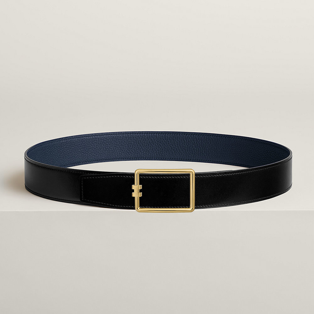 H ULYSSE BELT 38MM GOLD BUCKLE BLACK ETOUPE LEATHER