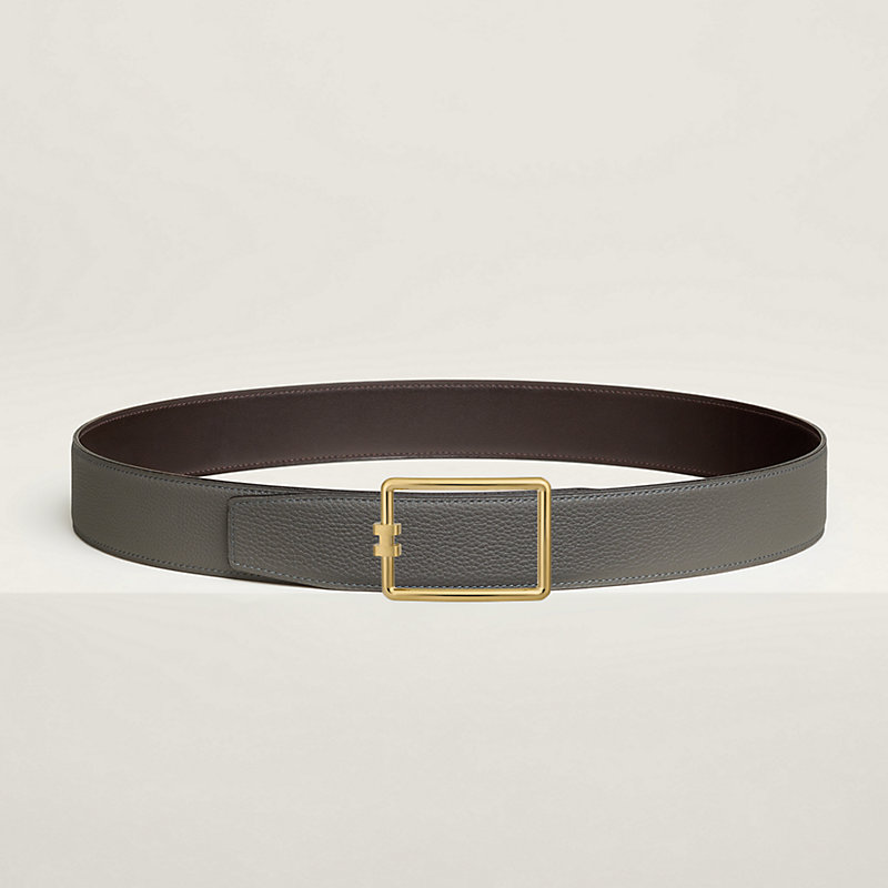 Tube H belt buckle & Reversible leather strap 38 mm