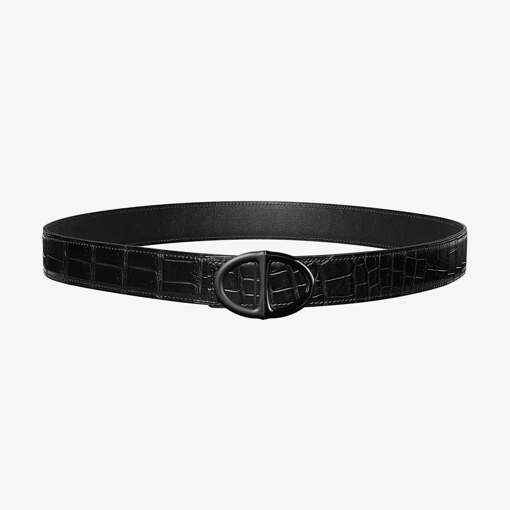 hermes matte black belt