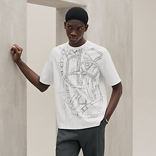 HERMÈS チェーンパターン Tシャツ 目を惹く大胆柄】HERMES チェーンリミックスTシャツ 白 (HERMES