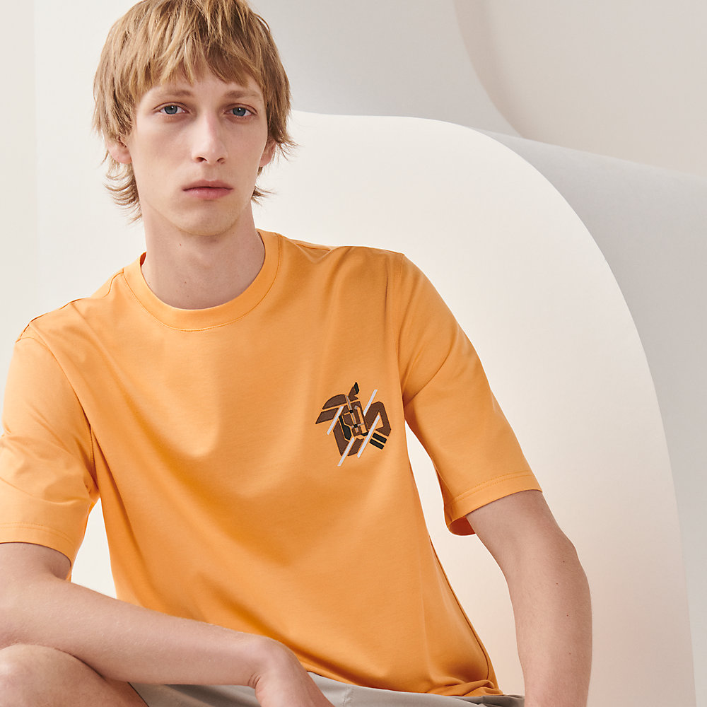 新品本物 Tシャツ エルメス HERMES 紺 メンズTシャツ 半袖 ミニレザー