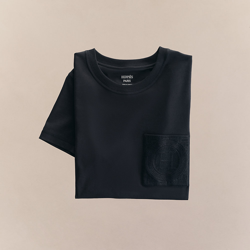 Tシャツ 刺繍入りポケット - ブルー | Hermès - エルメス-公式サイト
