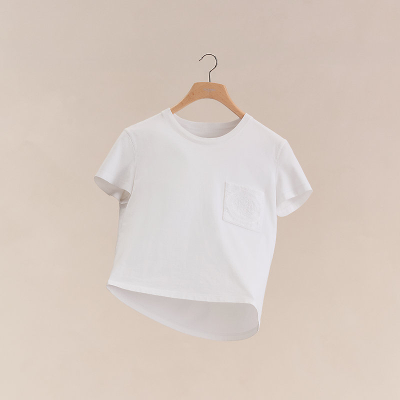 tシャツ-刺繍入りポケット--