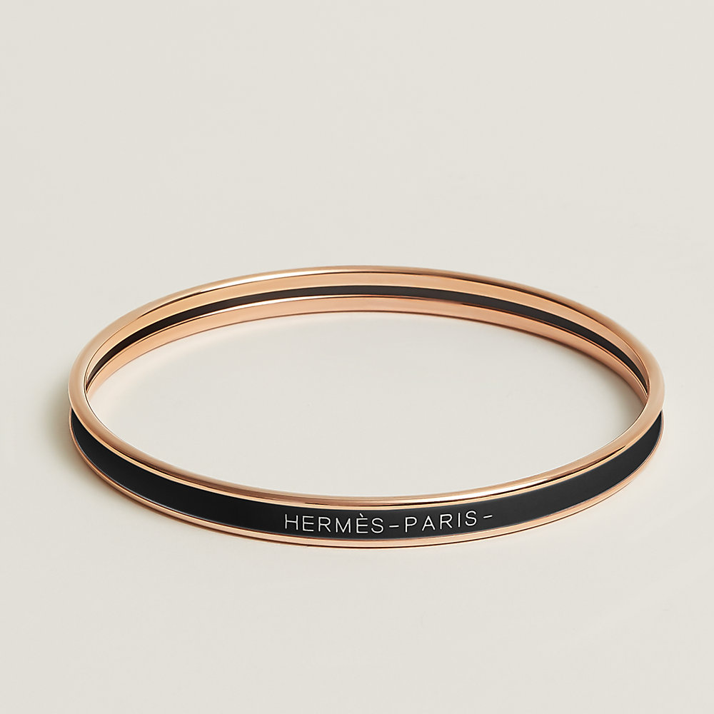 Hermes Bracelet Reflex Ebene total length 24cm Vau Barenia Palladium with  case