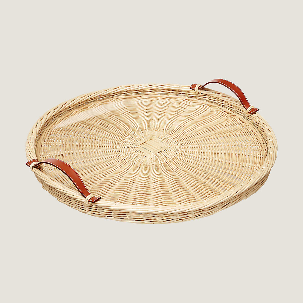 Vassoio Rotondo In Rattan Intrecciato Con Manici - 33x7,1 Cm, Naturale, Per Pane, Frutta E Colazione