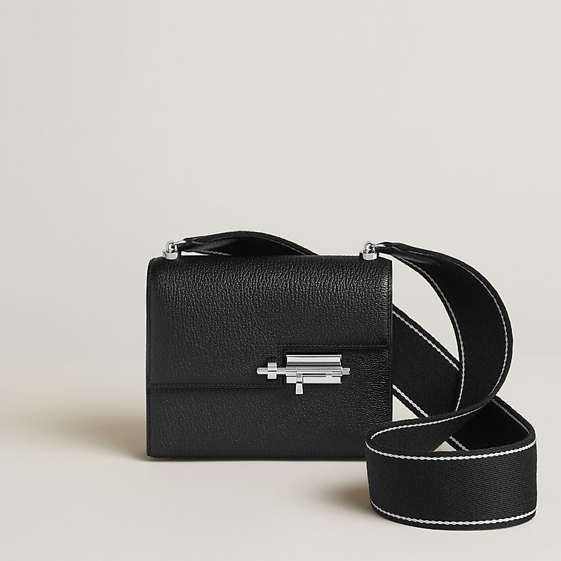 【美品 /Noir × シルバー金具】HERMES Verrou ミニ 17 バッグ Hermes Mini Verrou in Noir Box Calf Phw– orange porter