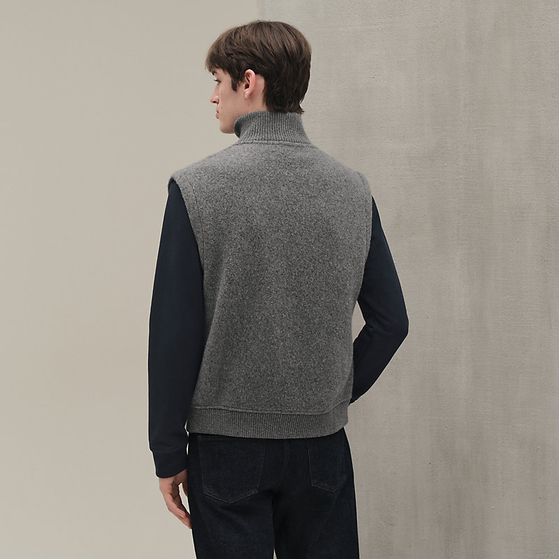 Vest with leather details | Hermès USA
