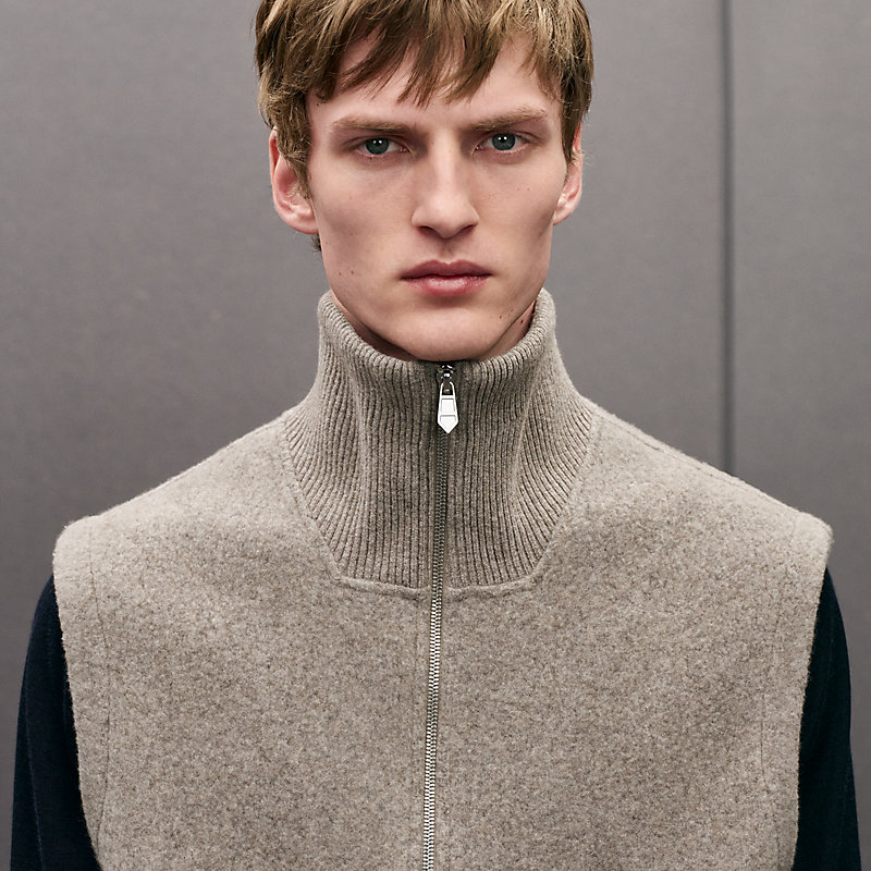 Vest with leather details	