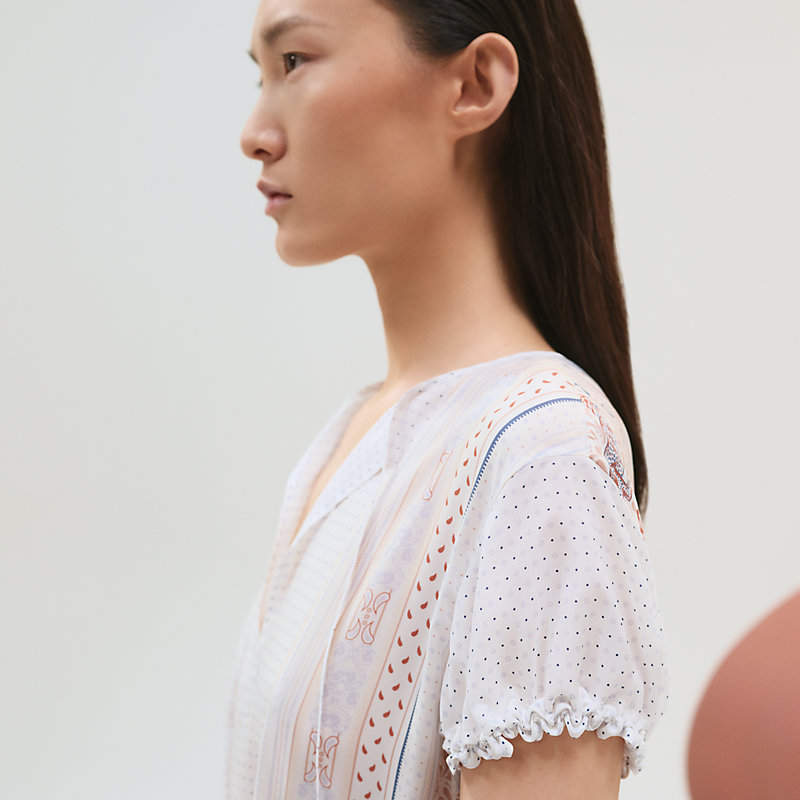 Vestido bohemio bordado con estampado "Guépards et Palmettes Rayé"
