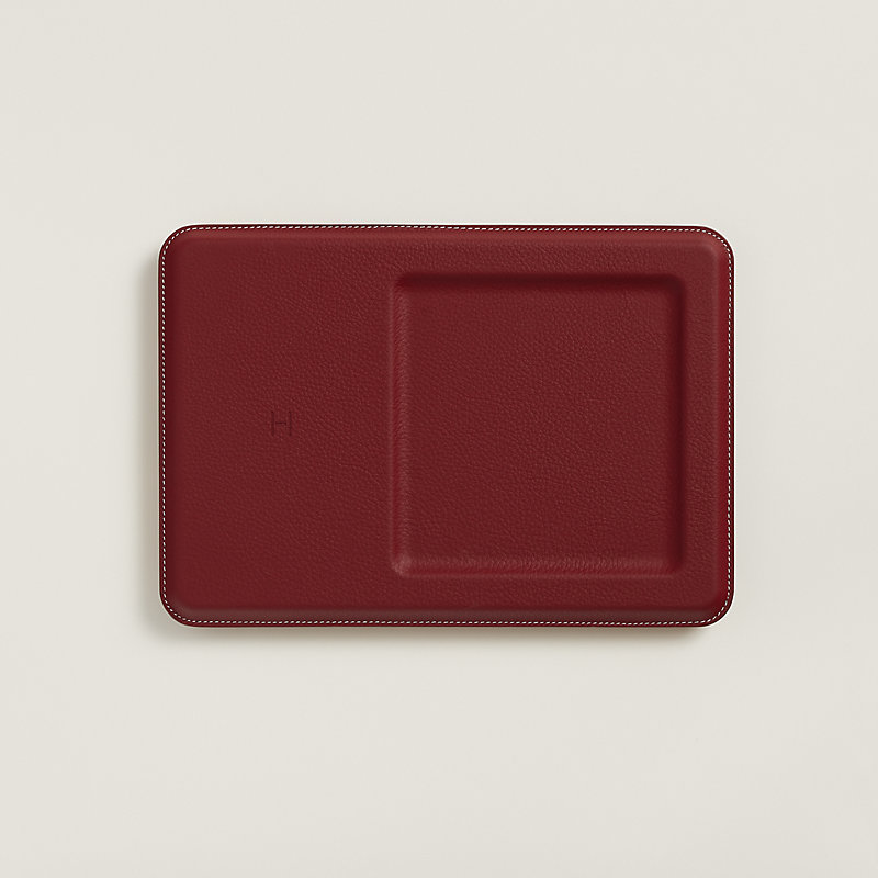 Hermès Rouge H Taurillon Volt'H Wireless Charging Change Tray