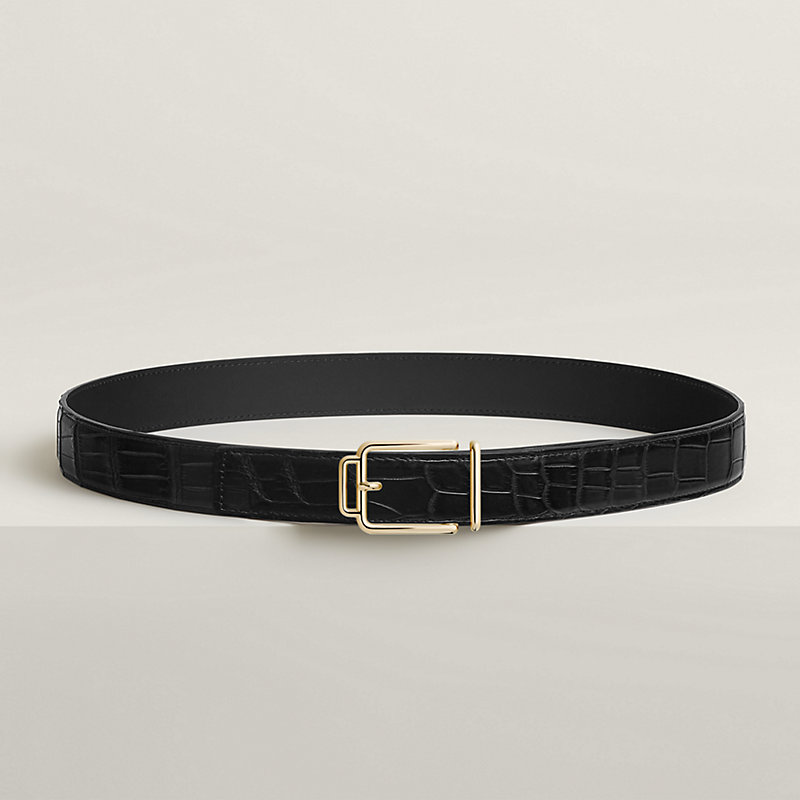Volte-face reversible belt buckle & Leather strap 32 mm