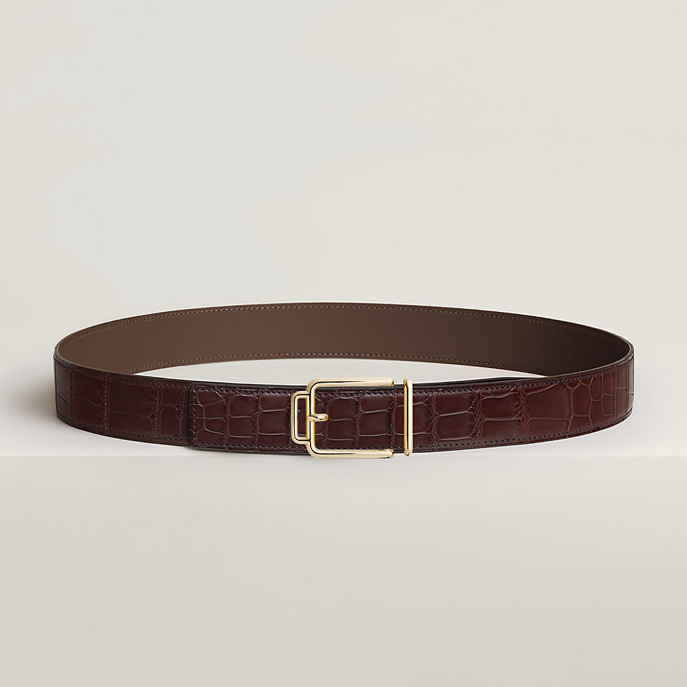 ♤エルメス♤ブラウン♤ベルト♤Hermès♤馬車♤ Volte-face reversible belt buckle & Leather strap 32 mm