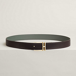 エルメスベルト Reversible leather strap 32 mm - Black | Hermès USA