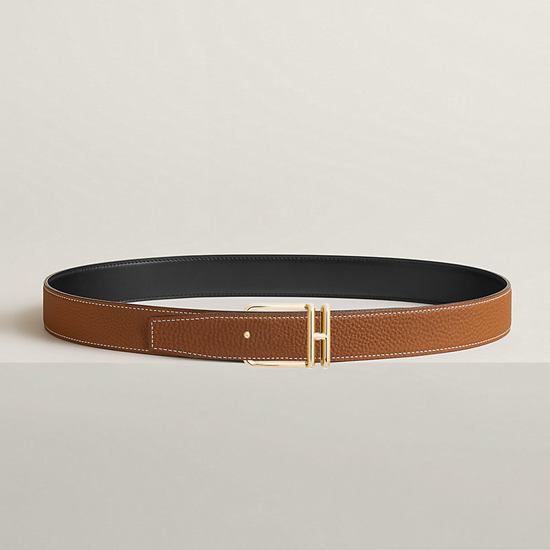 Volte-face reversible belt buckle & Reversible leather strap 32 mm