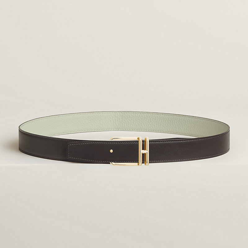Volte-face reversible belt buckle & Reversible leather strap 32 mm