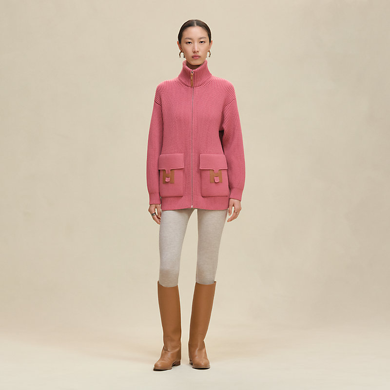 Wool knit jacket - Pink | Hermès Hong Kong SAR