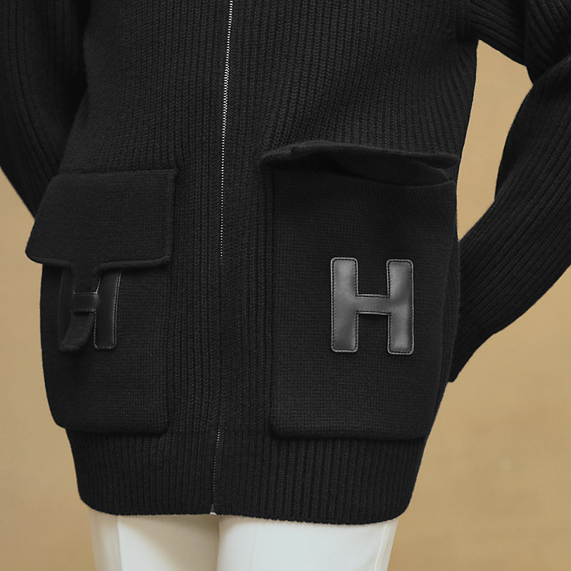 Wool knit jacket - Black | Hermès USA