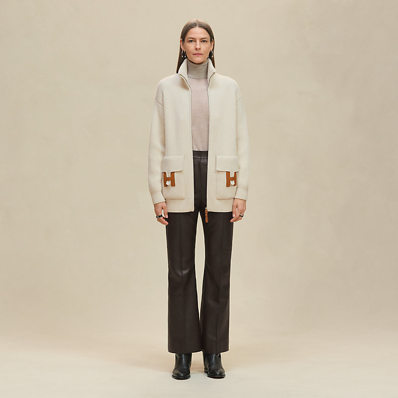 Wool knit jacket - White | Hermès USA Wool knit jacket - White | Hermès USA