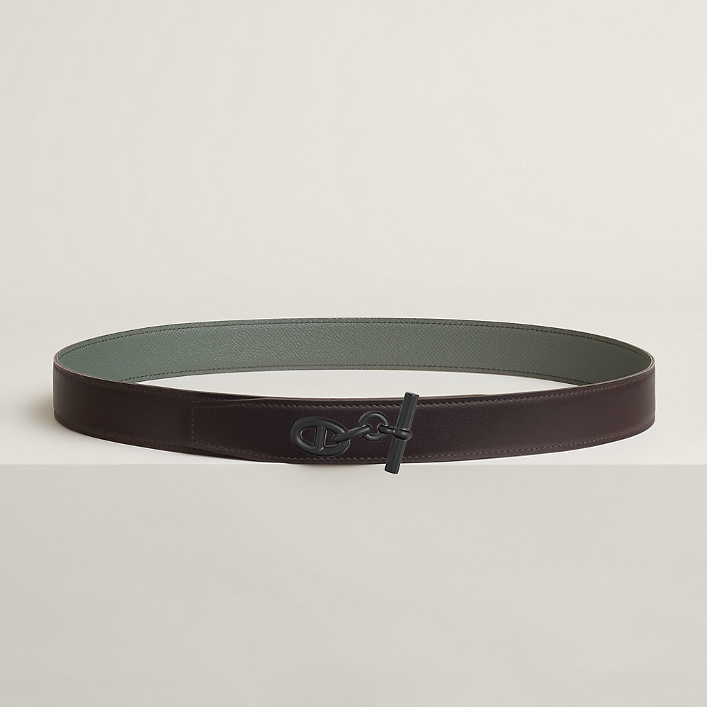 Yachting belt buckle & Reversible leather strap 32 mm