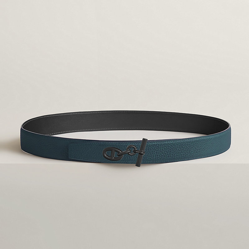 Yachting belt buckle & Reversible leather strap 32 mm