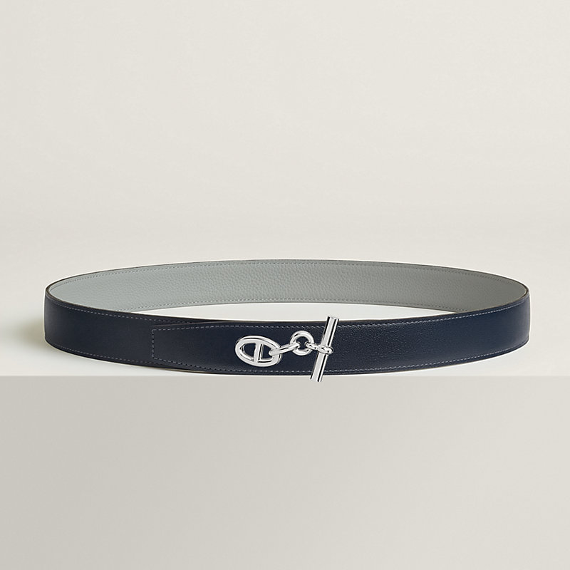 Yachting belt buckle & Reversible leather strap 32 mm
