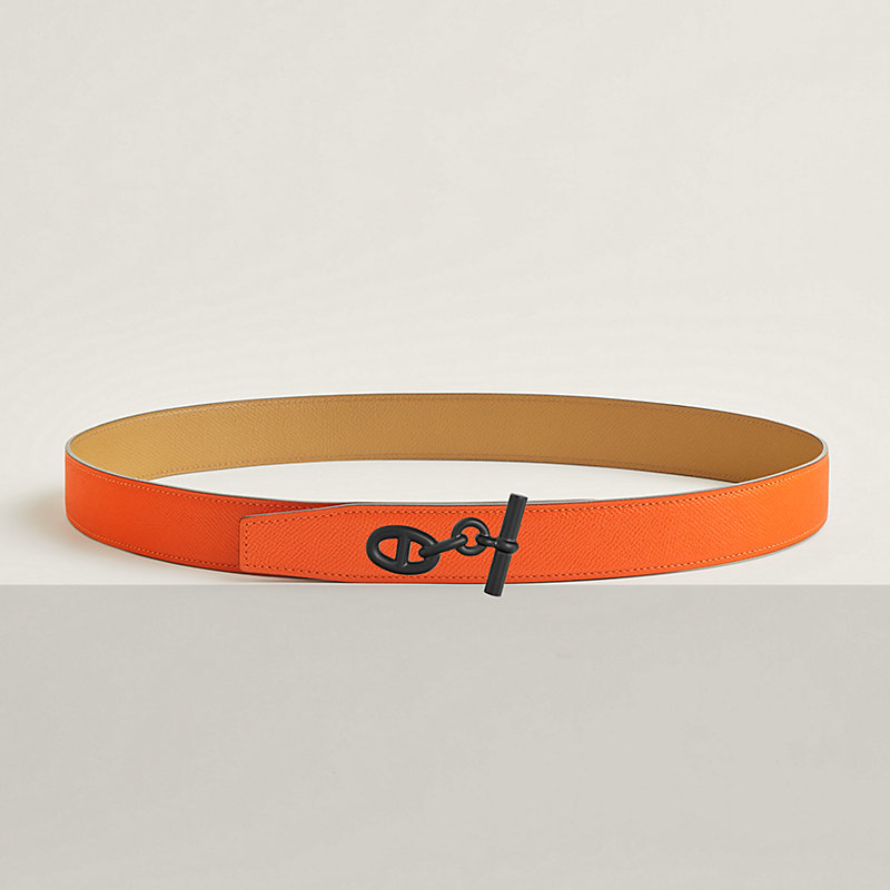 Yachting belt buckle & Reversible leather strap 32 mm