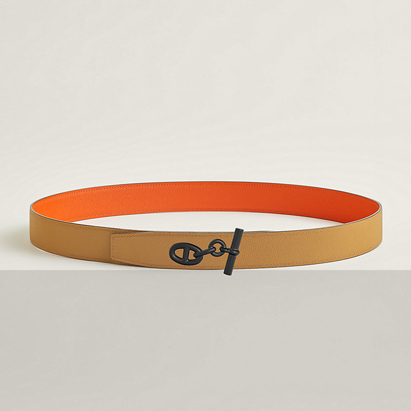 Yachting belt buckle & Reversible leather strap 32 mm