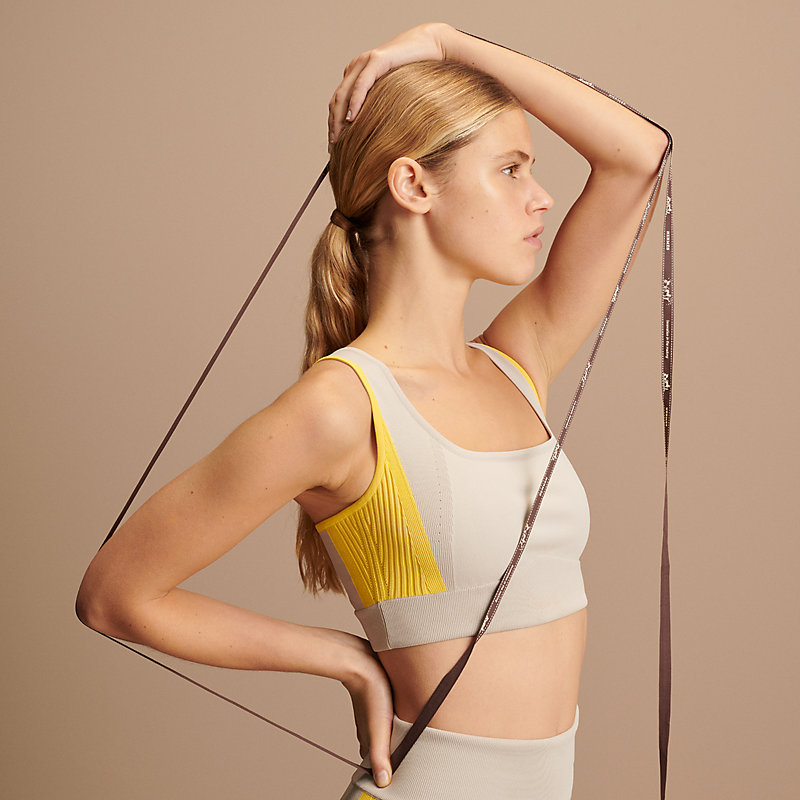 Beige Zoom Sports Bra by Outdoor Voices on Sale