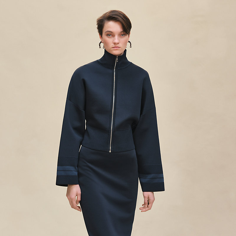 Zipped bicolor jacket - Blue | Hermès USA