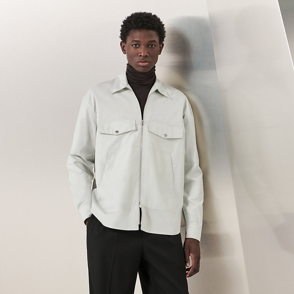 Zipped boxy fit shirt with layered pocket | Hermès Canada
