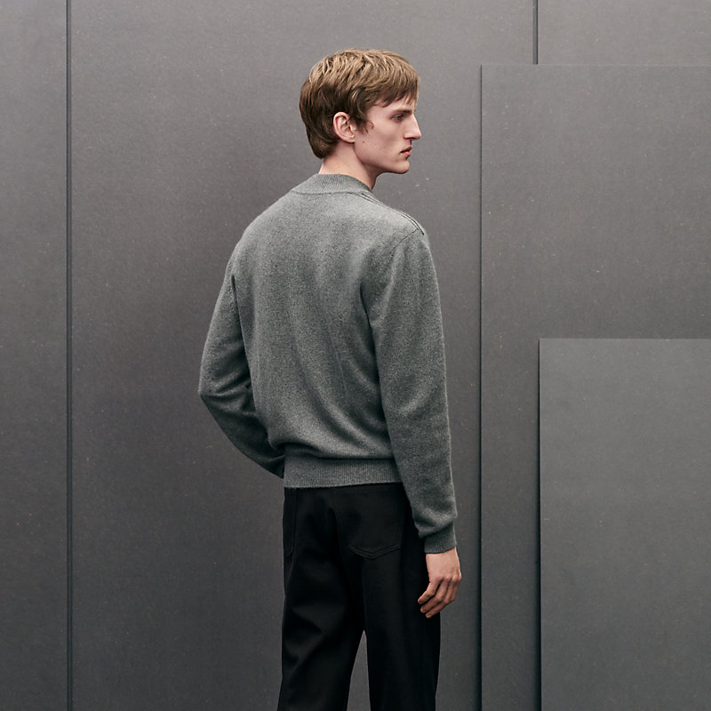 Zipped cashmere jacket with leather details, View: , view 5 of 5