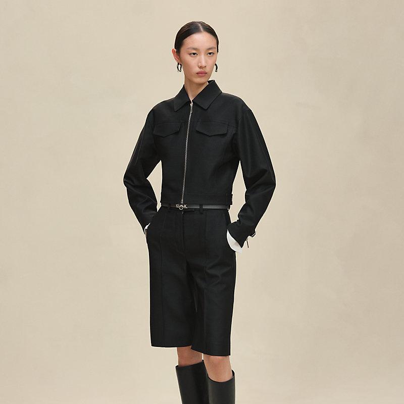 Zipped denim jacket - Black | Hermès Canada