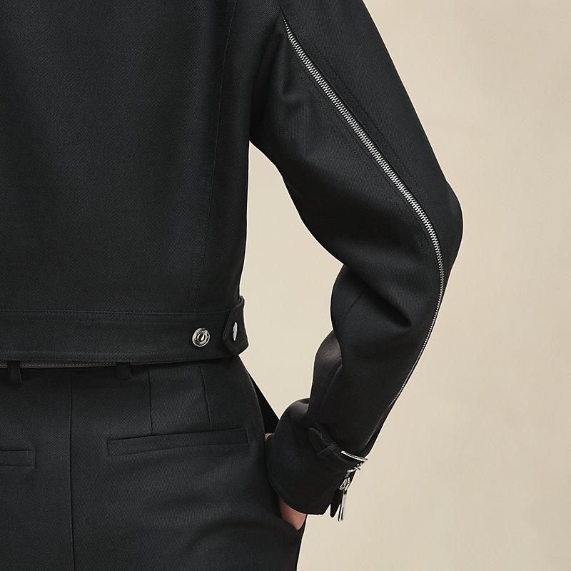 Zipped denim jacket - Black | Hermès USA