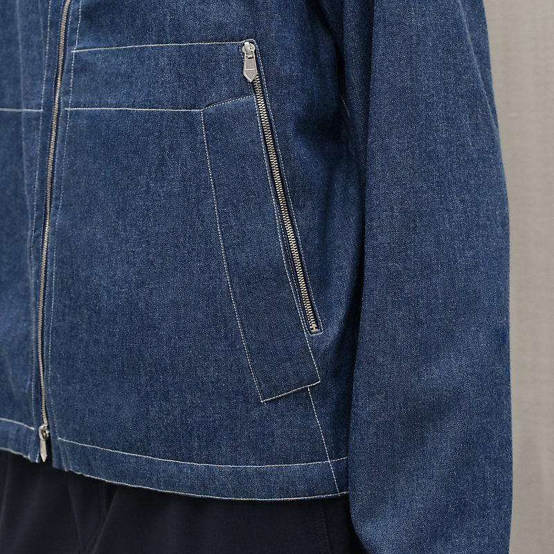Zipped denim jacket shirt - Black - 38 | Hermès Macau SAR