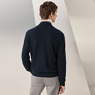 Zipped double collar cashmere jacket