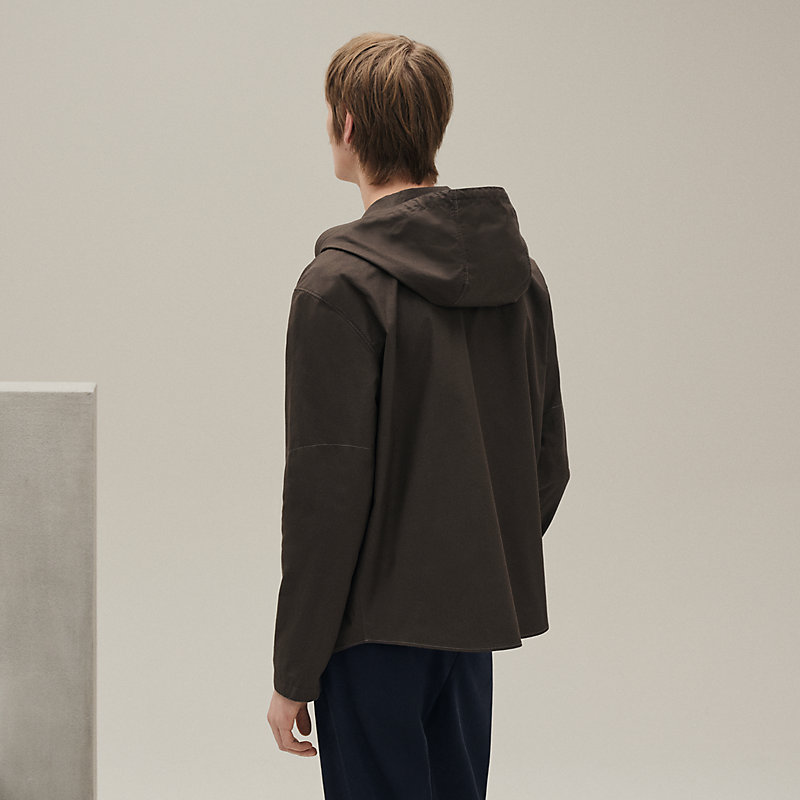 Zipped hooded jacket shirt - Grey - 46 | Hermès UK