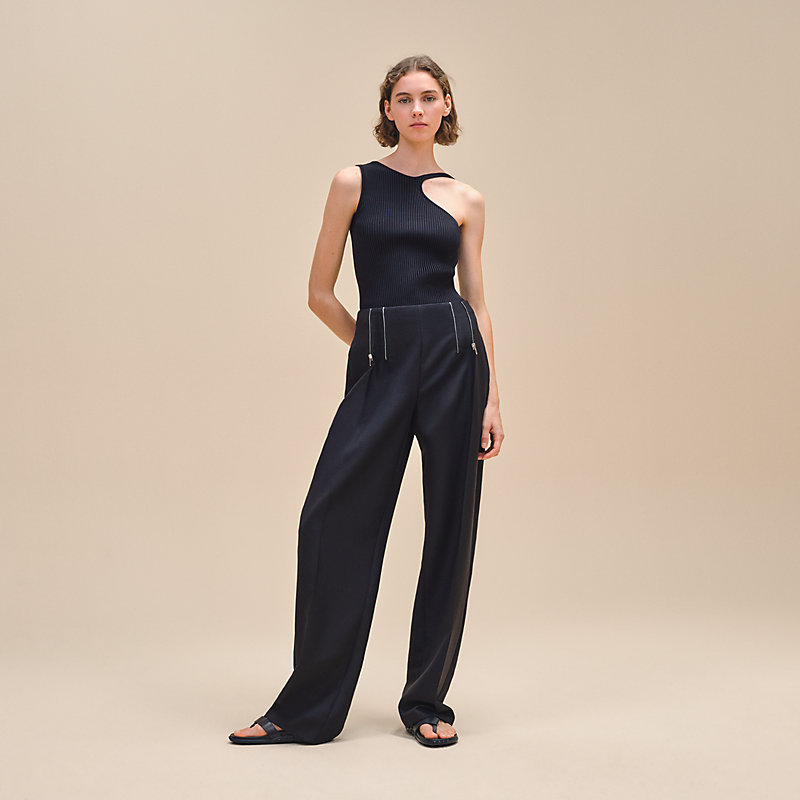 Westbourne Wool-Twill Pants - Ivory, Charcoal and Blue Pow