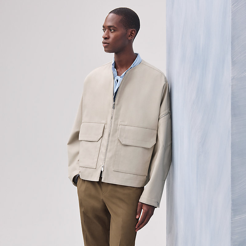 Zipped straight cut jacket - Beige - 46 | Hermès Saudi Arabia