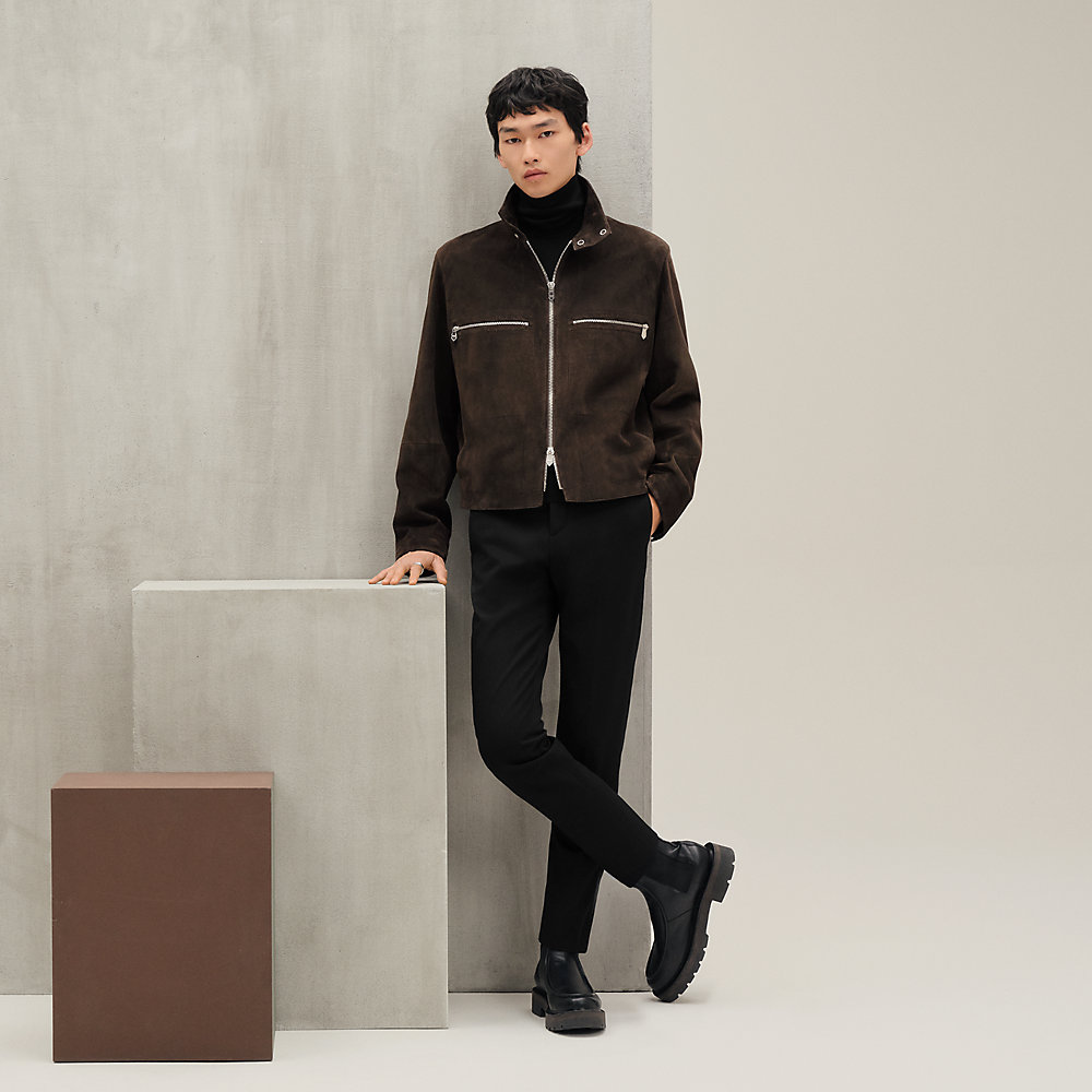 BLACK MOMENT】Suede Minimal Incision Straight Zip-up Jacket minimal zip-up jacket - Black | Weekday GB