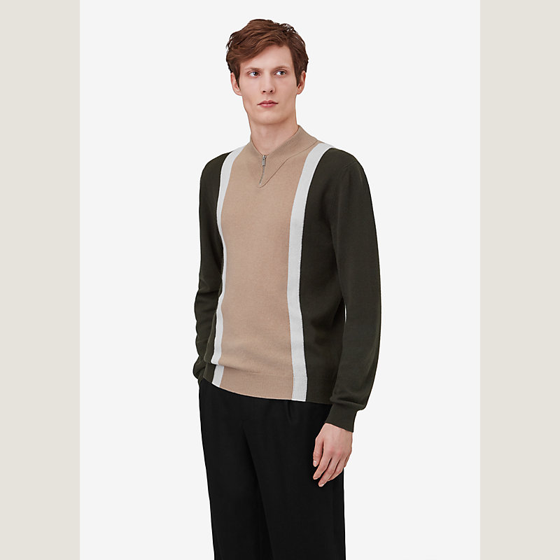 Zipped V-neck sweater