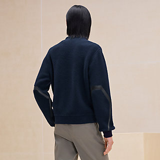 Zipped varsity cardigan with leather detail | Hermès USA