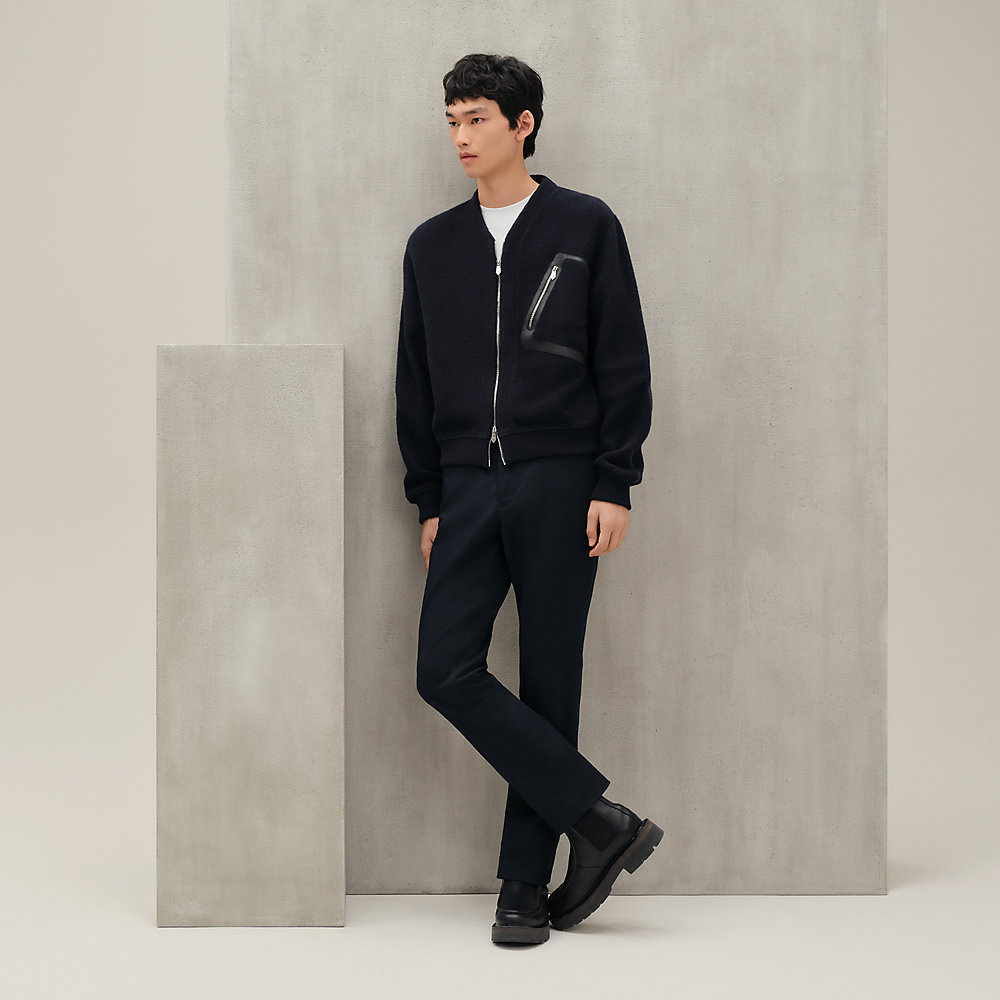 HERMES ジャケット エルメス レザー レザージャケット 38 レディース ブラック