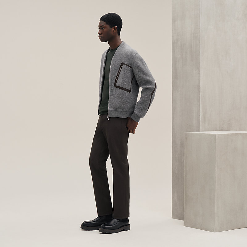 トップス pablo vinci argyle zip cardigan khaki S pablo vinci Argyle zip cardigan