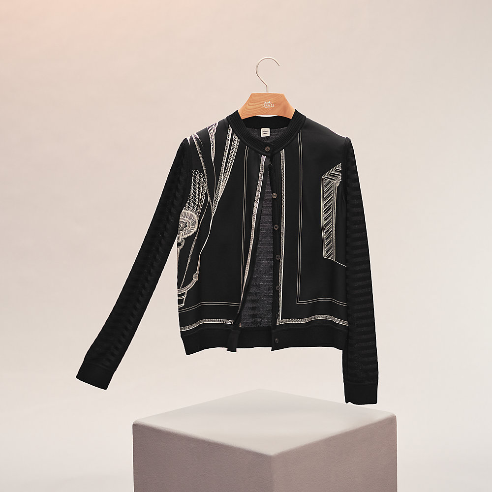 "Zouaves et Dragons Finesse" longsleeve twillaine cardigan Hermès